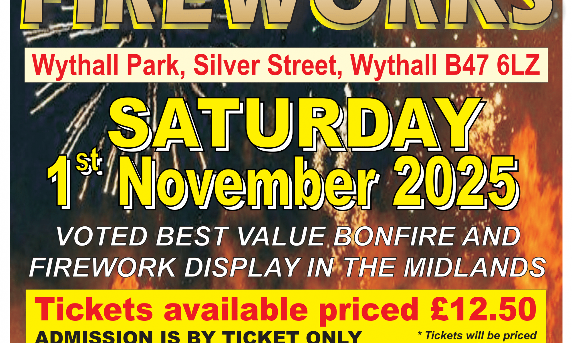 Wythall Bonfire and Fireworks Night Saturday 1 November 2025. Two displays.