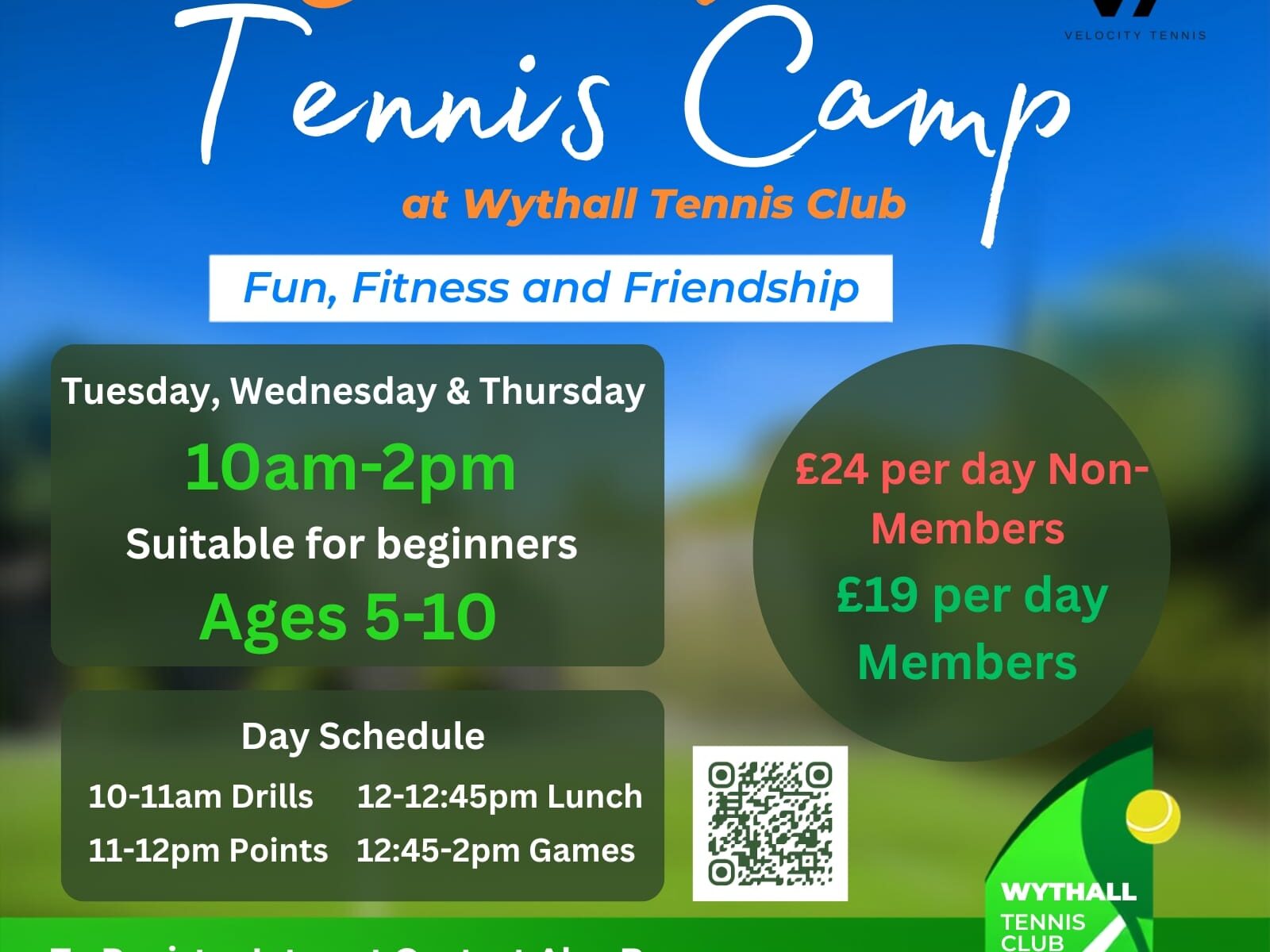 Summer Tennis Camp - Wythall Tennis Club - Summer 2026